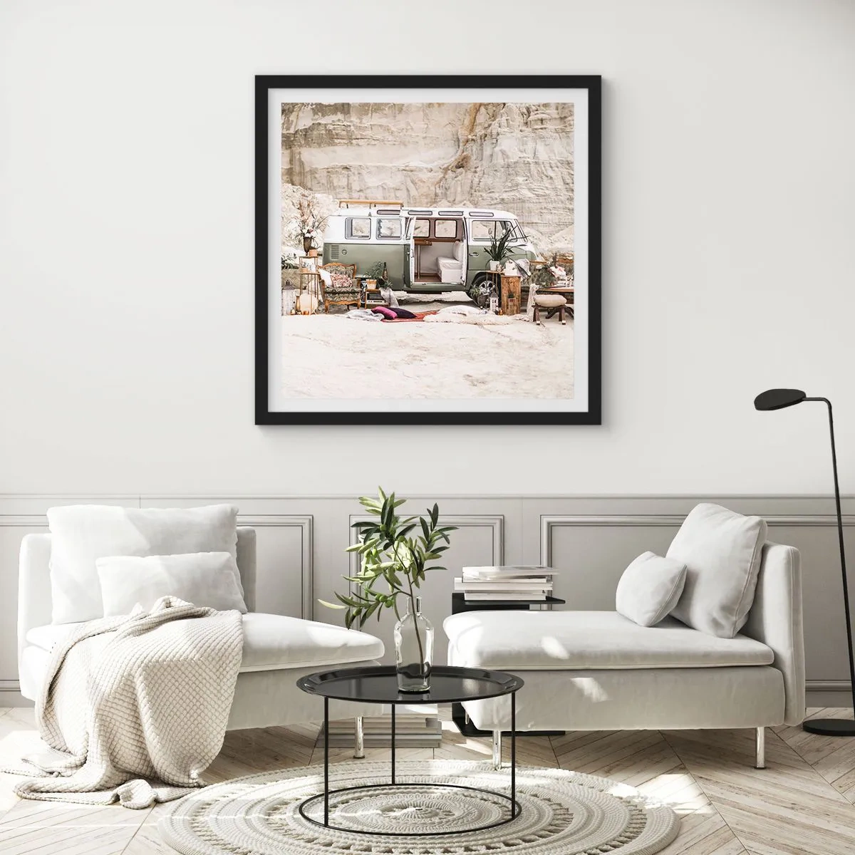 Pôster com moldura preta - É hora de começar a jornada - 40x40 cm