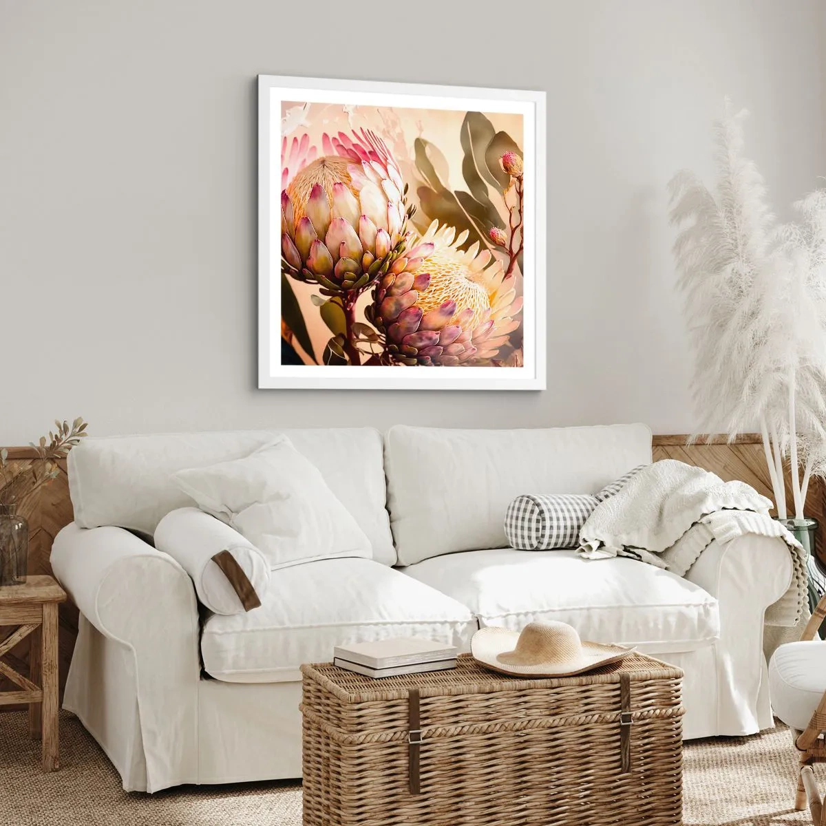 Pôster em moldura branca - Abraçado com ternura - 40x40 cm