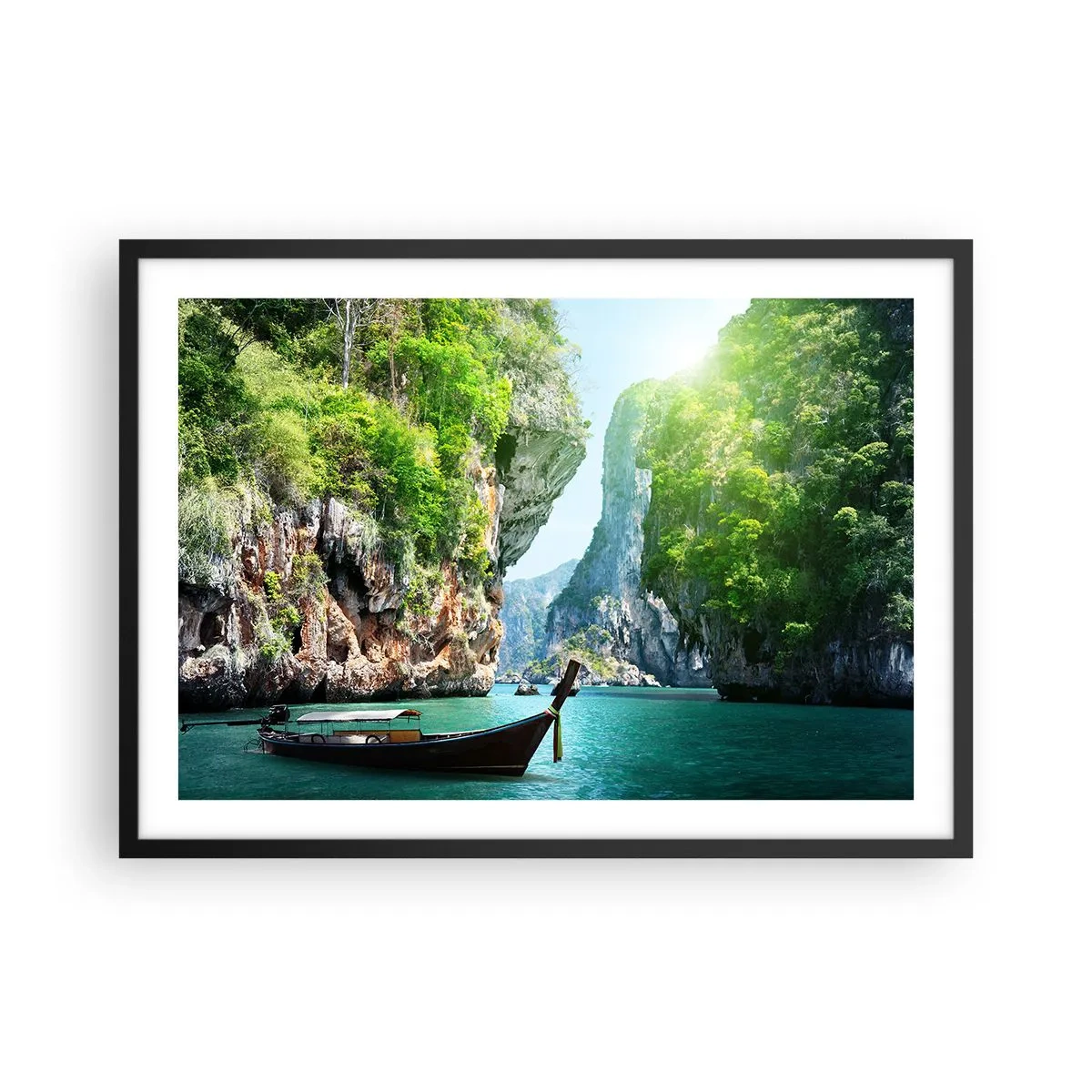 Pôster com moldura preta - Um convite para uma viagem exótica - 70x50 cm