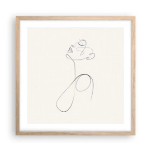 Pôster com moldura de carvalho claro - Enrolada em sonhos - 50x50 cm