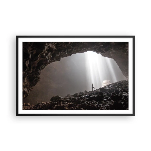 Pôster com moldura preta - Gruta luminosa - 91x61 cm