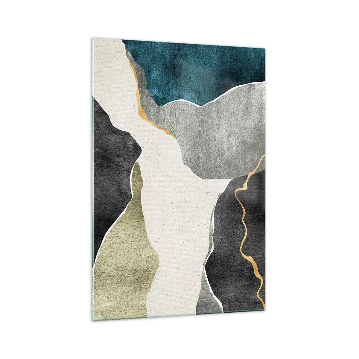 Quadro em vidro - Composição de mosaico com fio de ouro - 70x100 cm