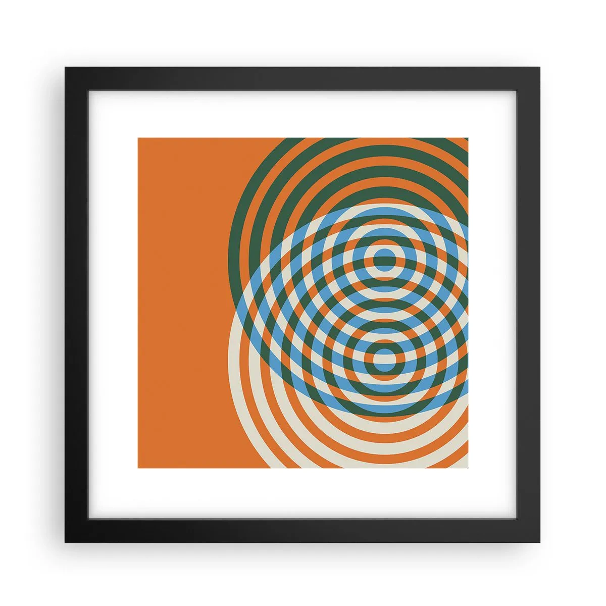 Pôster com moldura preta - Variação circular abstrata - 30x30 cm