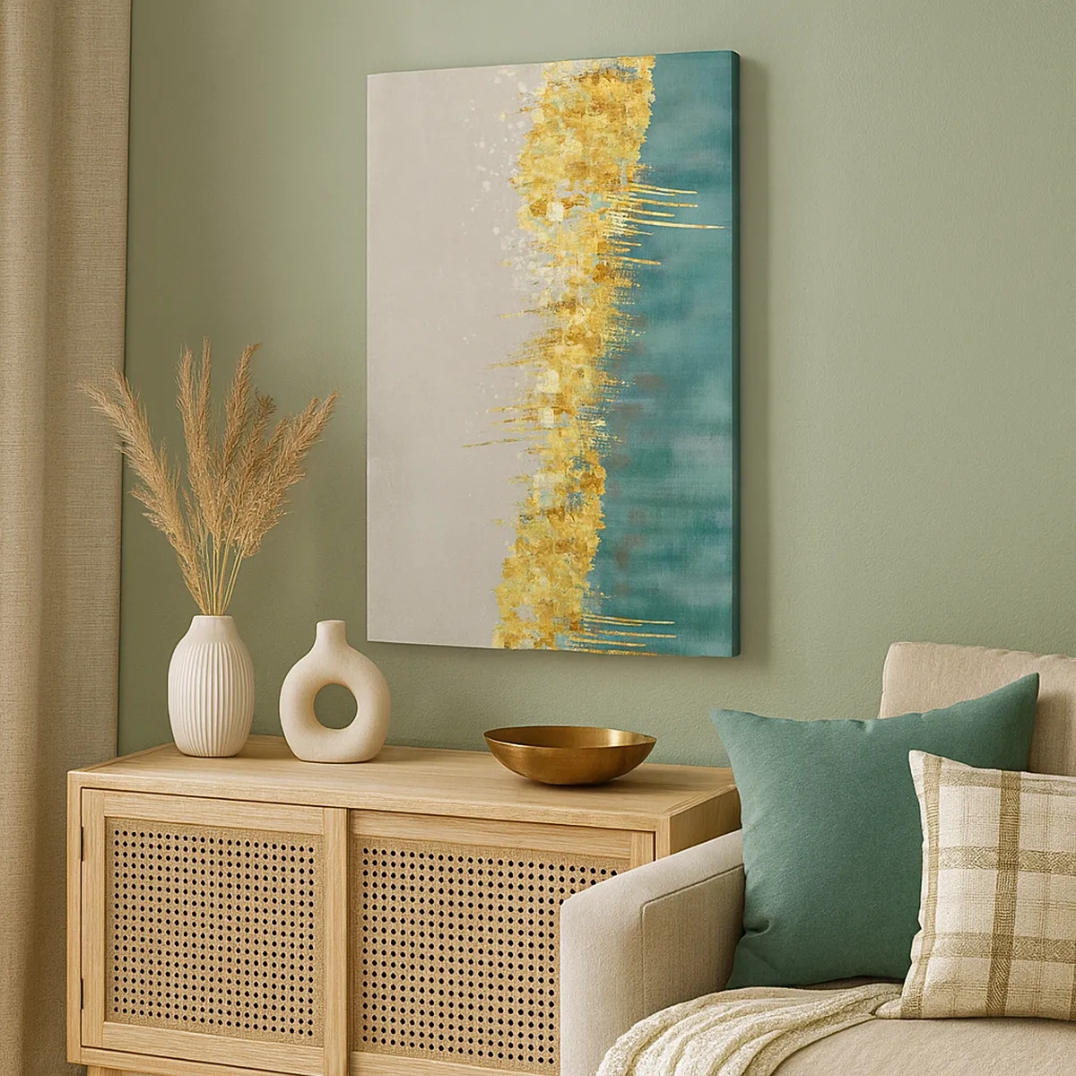 Quadro em tela - A fronteira dourada - 50x70 cm