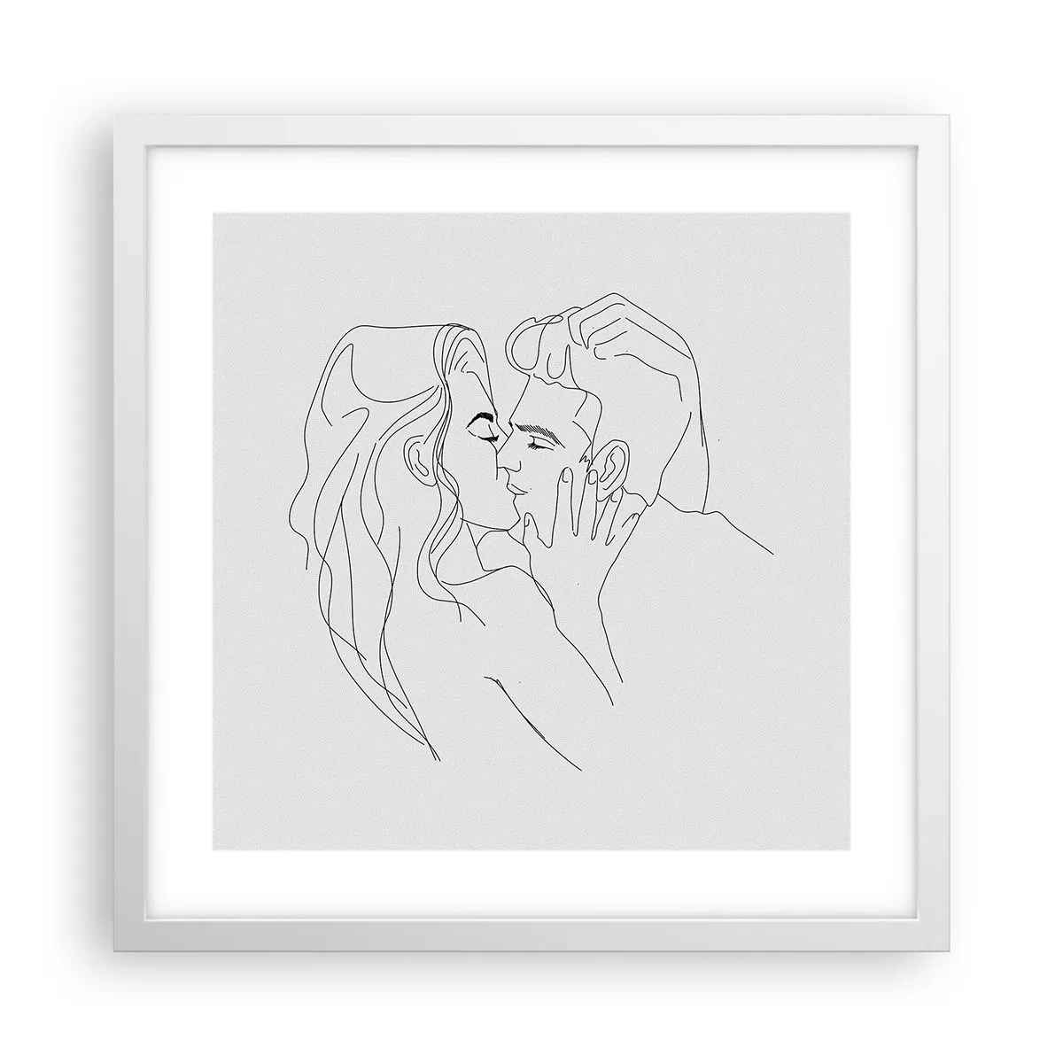 Pôster em moldura branca - Com a mesma linha - 40x40 cm