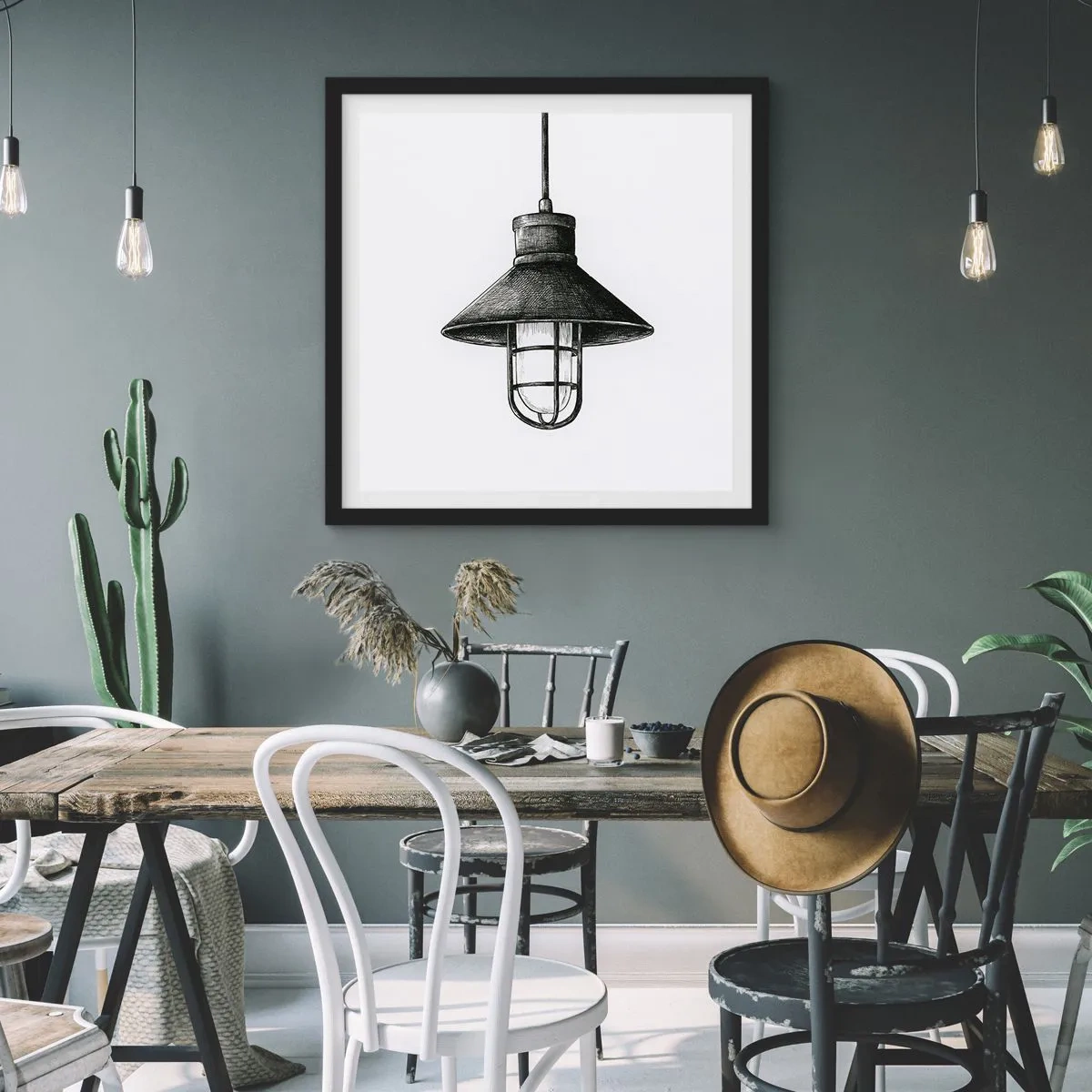 Pôster com moldura preta - Como antigamente… - 60x60 cm