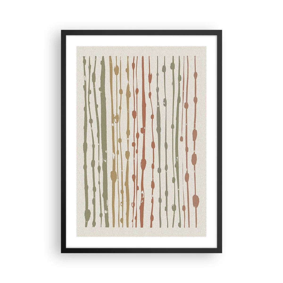 Pôster com moldura preta - Linhas verticais abstratas em tons naturais - 50x70cm - Notação musical de cores - Decoração de parede moderna para a sala de estar e quarto ARTTOR