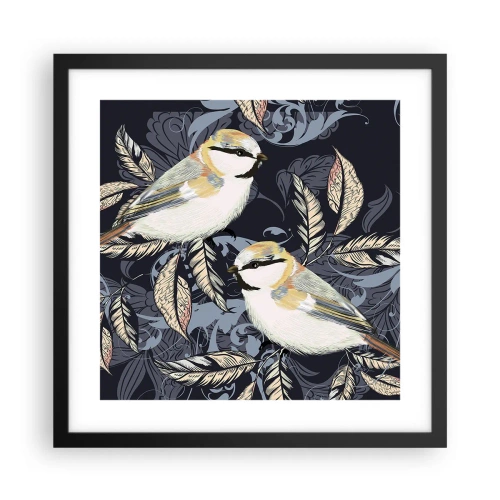 Pôster com moldura preta - Canto amarelo-azul - 40x40 cm