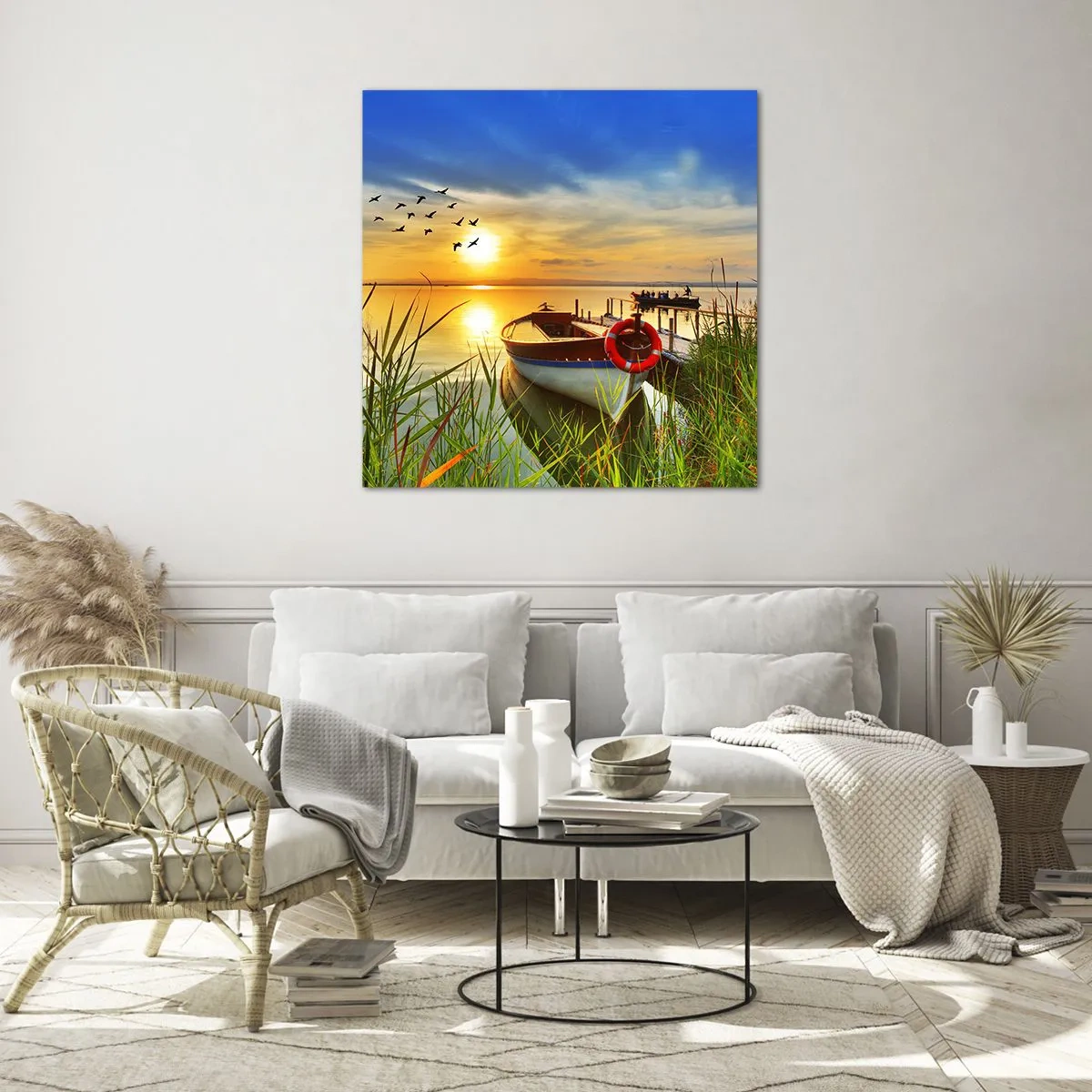 Quadro em vidro - Os corvos-marinhos já estão de saída - 60x60 cm