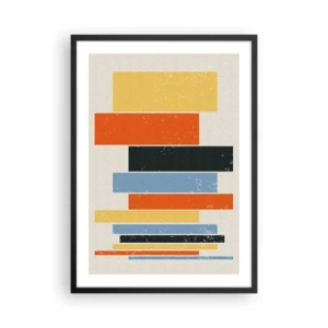 Pôster com moldura preta - Retângulos geométricos coloridos em um fundo claro - 50x70cm - Notação musical - Decoração de parede moderna para a sala de estar e quarto ARTTOR