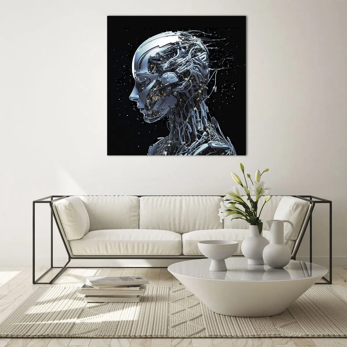 Quadro em vidro - A tecnologia é uma mulher - 30x30 cm