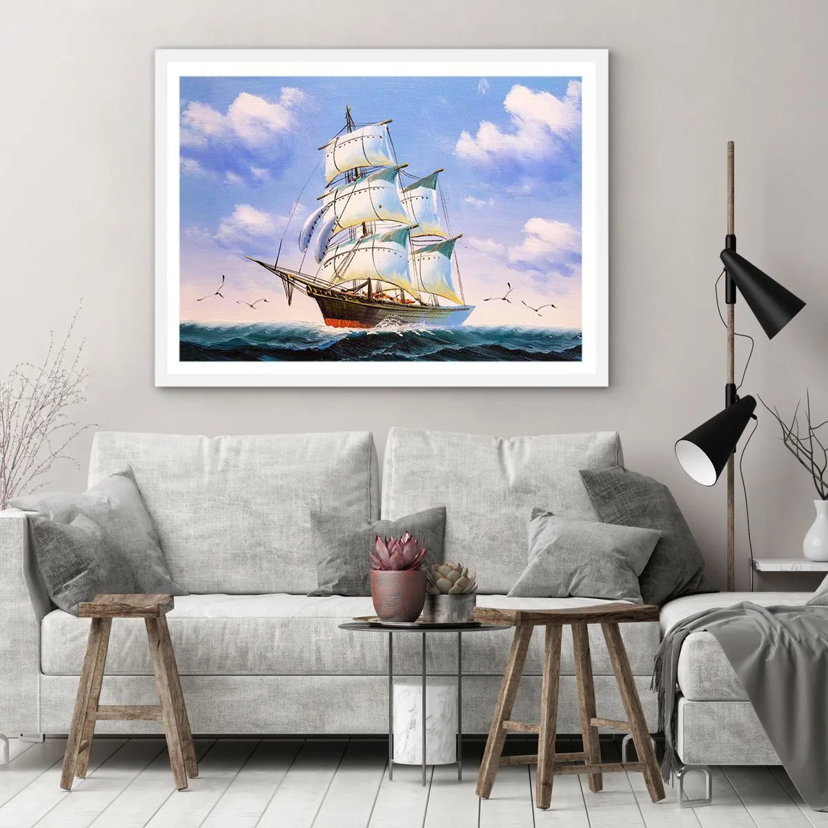 Pôster em moldura branca - Orgulhosamente com o vento - 100x70 cm