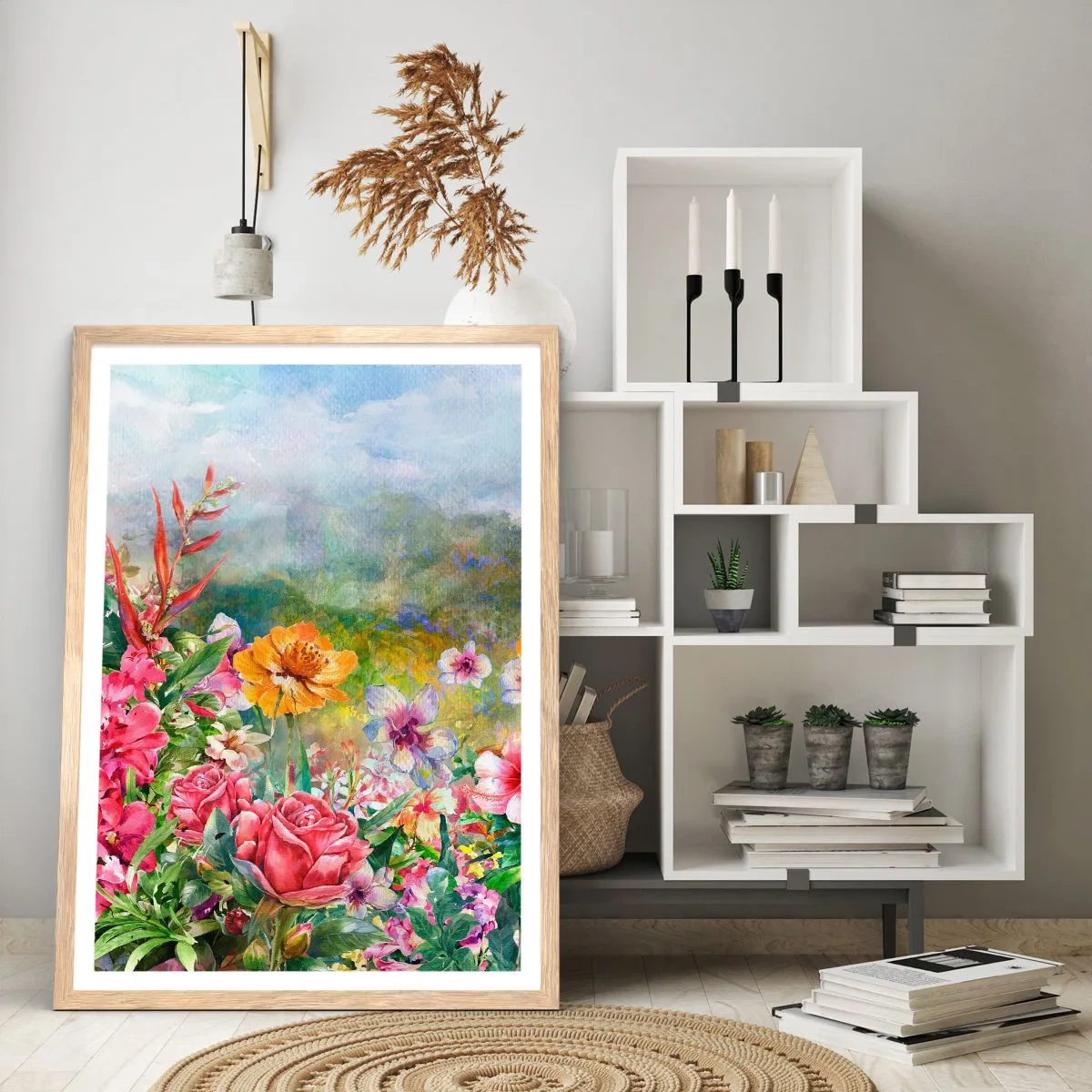 Pôster com moldura de carvalho claro - O jardim que enlouqueceu - 40x50 cm