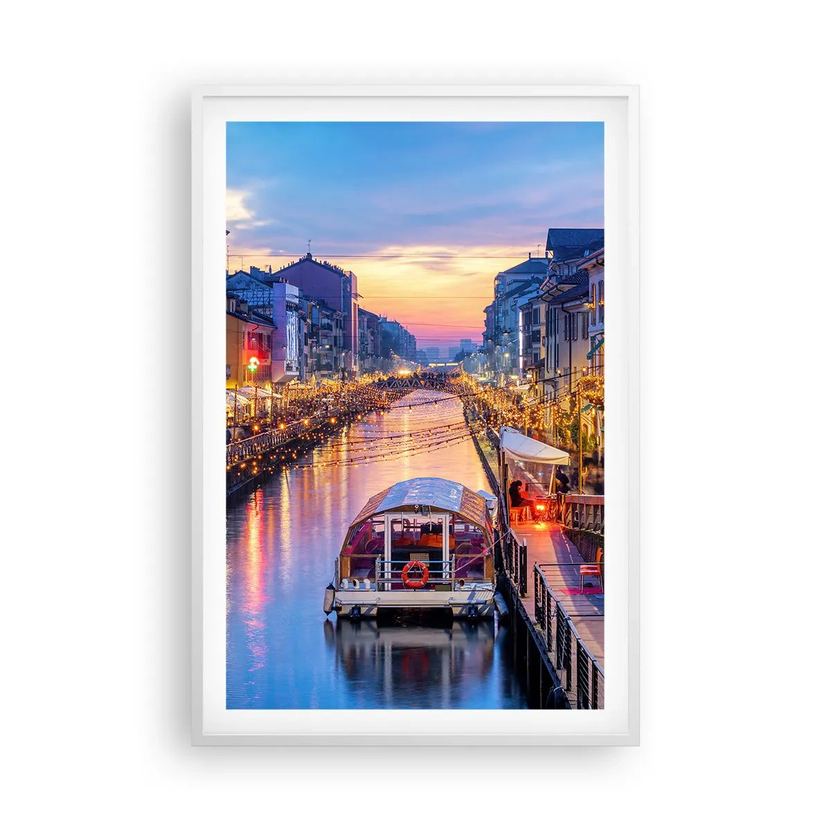 Pôster em moldura branca - Uma noite de luz e diversão - 61x91 cm