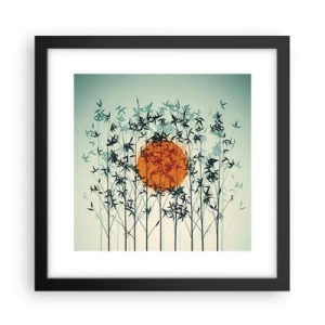 Pôster com moldura preta - Sol japonês - 30x30 cm
