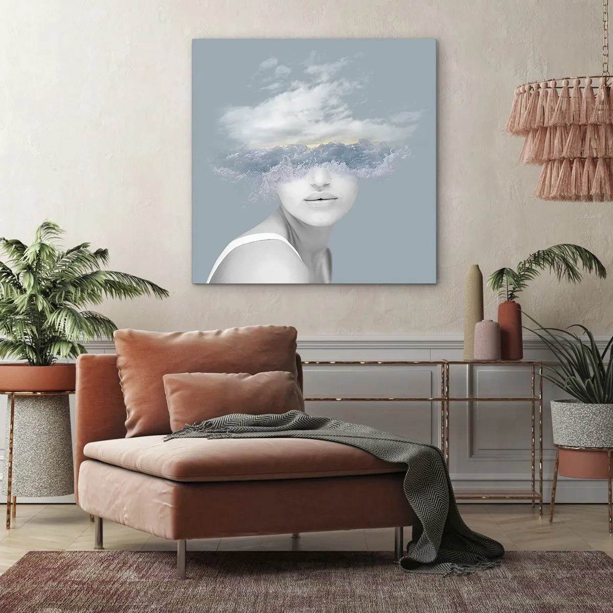 Quadro em tela - Com a cabeça nas nuvens - 30x30 cm