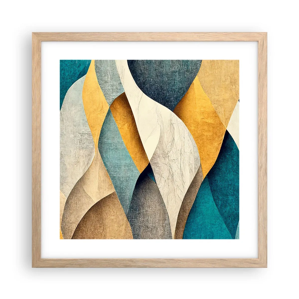 Pôster com moldura de carvalho claro - Ritmo e onda - 40x40 cm