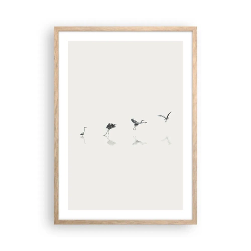 Pôster com moldura de carvalho claro - Quatro passos simples - 50x70 cm