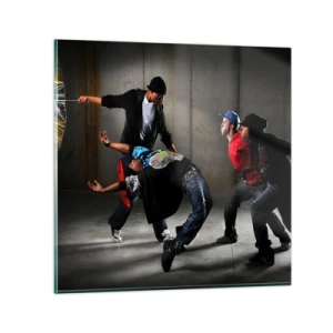 Quadro em vidro - Dançando com o vento da rua - 70x70 cm