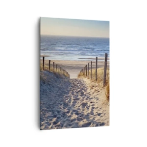 Quadro em tela - O som do mar, o canto dos pássaros, a praia selvagem entre a relva... - 70x100 cm