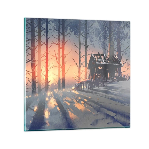 Quadro em vidro - Somente o sol espreita aqui - 70x70 cm