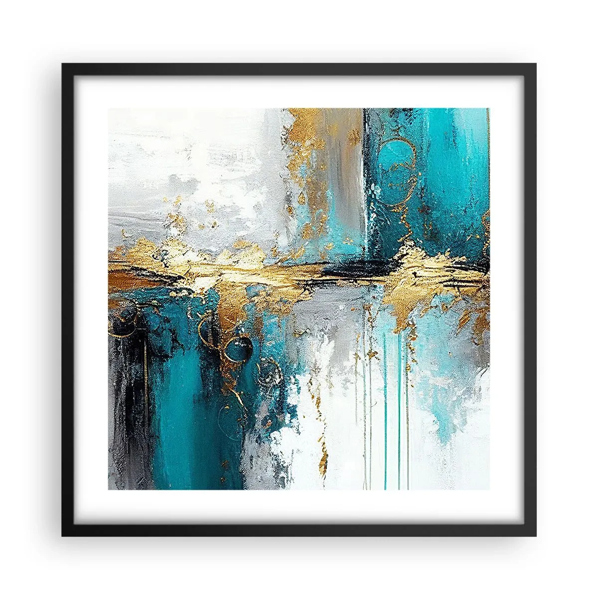 Pôster com moldura preta - Tudo flui - 50x50 cm