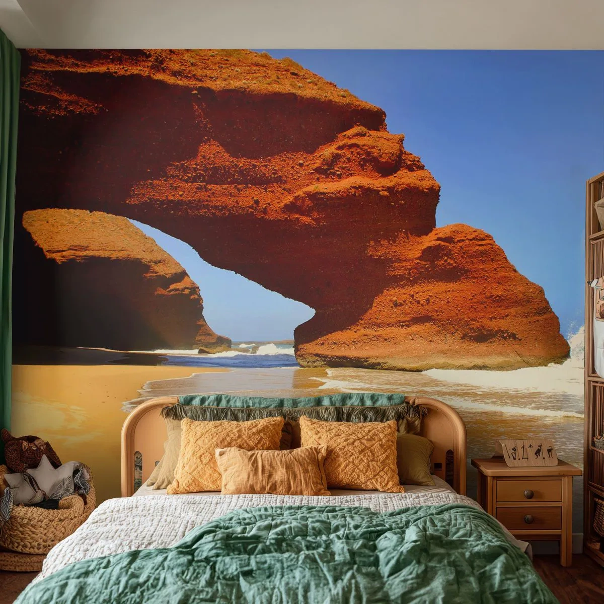 Papel de Parede Premium Sand - Água e vento por milhares de anos - Paisagem, Marrocos, oceano - 150x105 cm