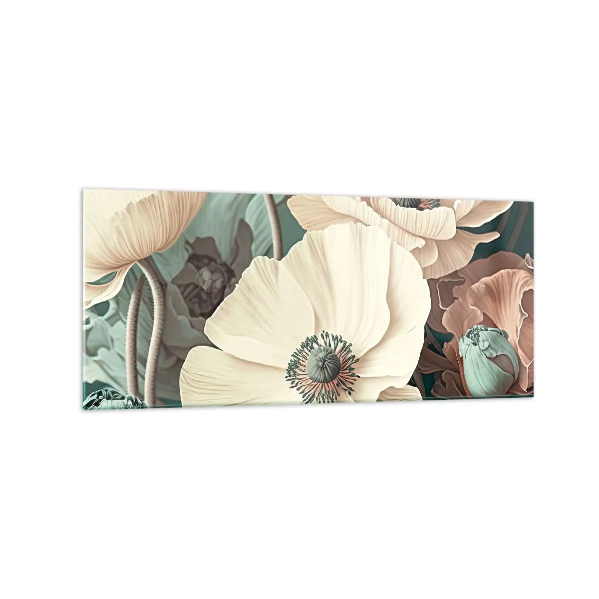 Quadro em vidro - O sussurro das papoulas - 120x50 cm