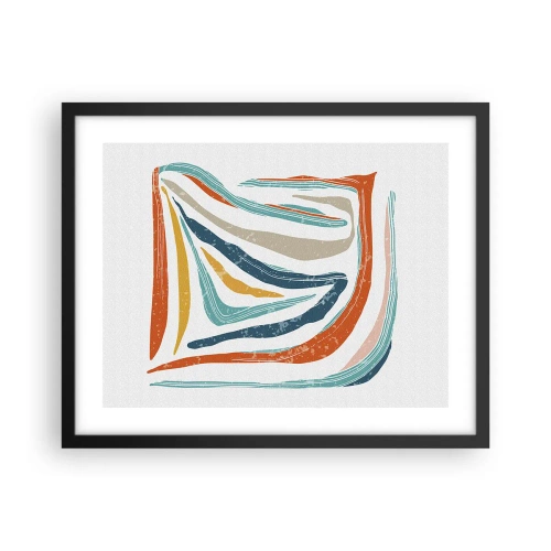 Pôster com moldura preta - Abstração com um sorriso amigável - 50x40 cm