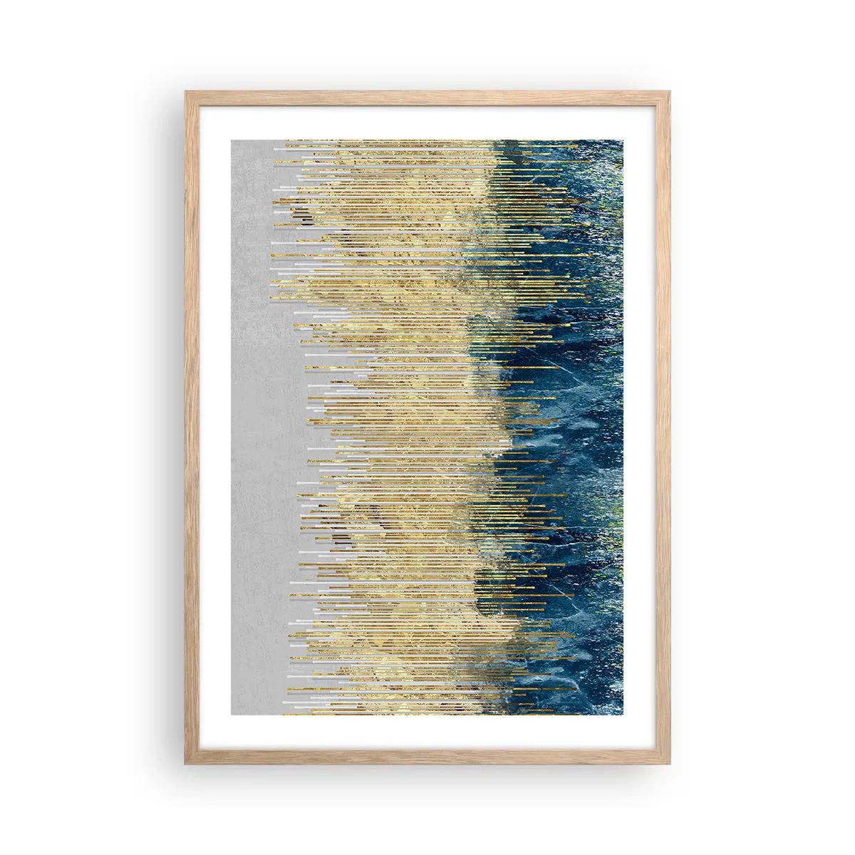 Pôster com moldura de carvalho claro - Borda dourada - 50x70 cm