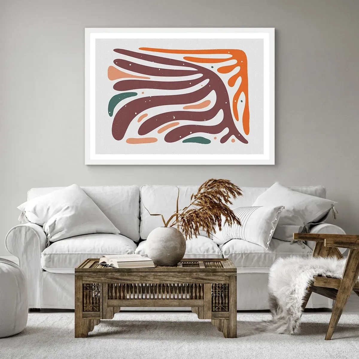 Pôster em moldura branca - Composição orgánica radiante - 70x50 cm