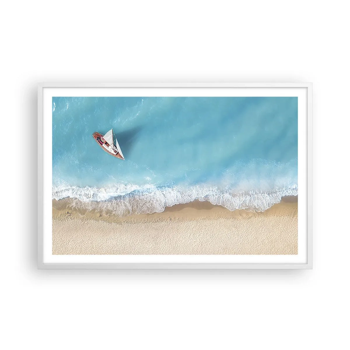 Pôster em moldura branca - No limite do azul e do ouro - 91x61 cm
