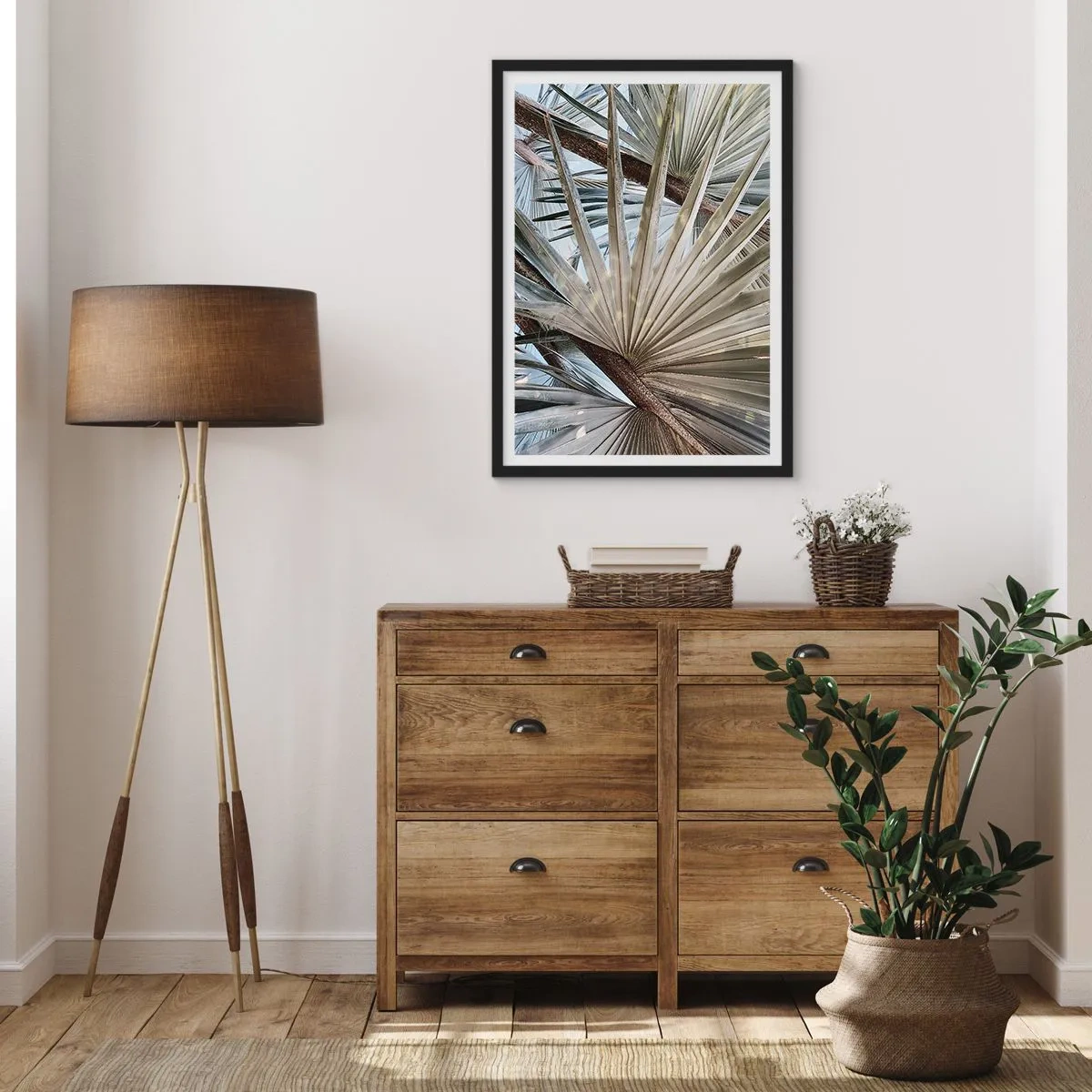 Pôster com moldura preta - Leques nos trópicos - 30x40 cm