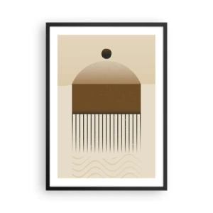 Pôster com moldura preta - Abstração minimalista em tons de marrom e bege - 50x70cm - Diferentes estados - Decoração de parede moderna para a sala de estar e quarto ARTTOR
