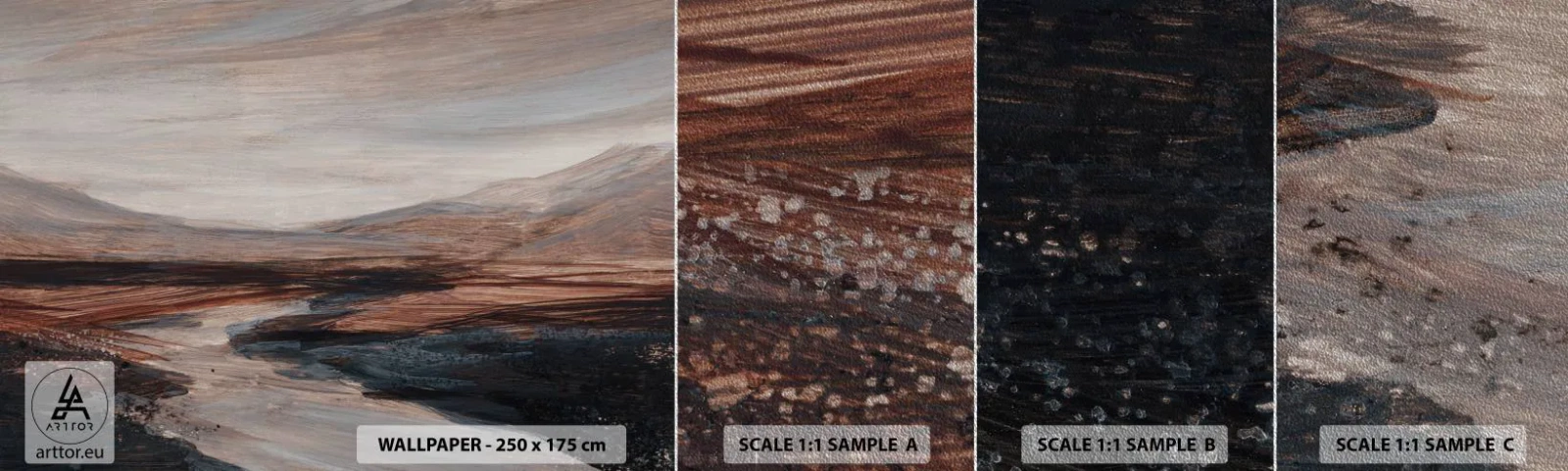 Amostra de papel de parede Premium Sand - Um vale tranquilo - Paisagem, Paisagem, Pedaço - 100x30 cm