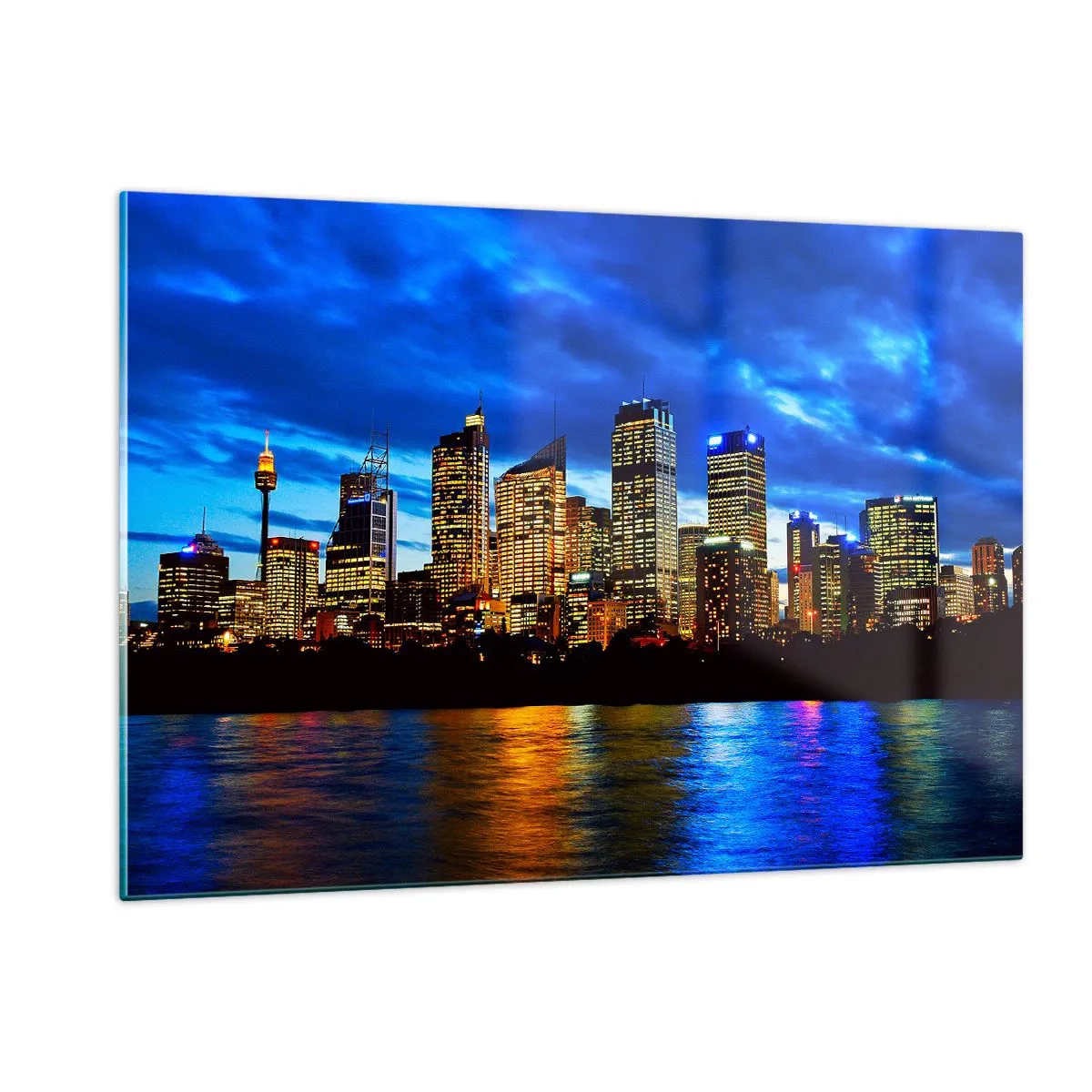 Quadro em vidro - Uma noite de luzes e cores - 120x80 cm