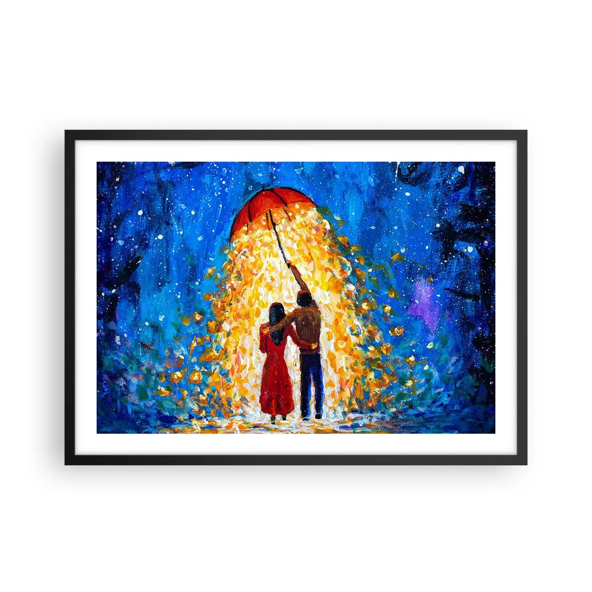 Pôster com moldura preta - A magia de uma noite chuvosa? - 70x50 cm
