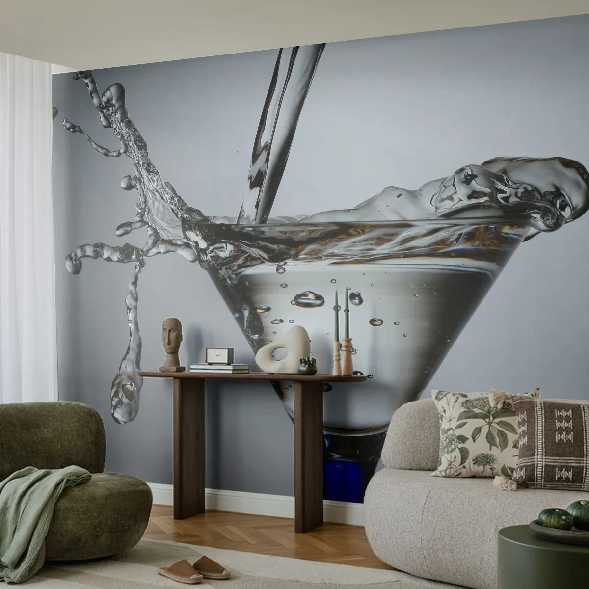 Papel de Parede Premium Canvas - Na borda da taça - Vidro, Bebida, Gastronomia - 250x175 cm