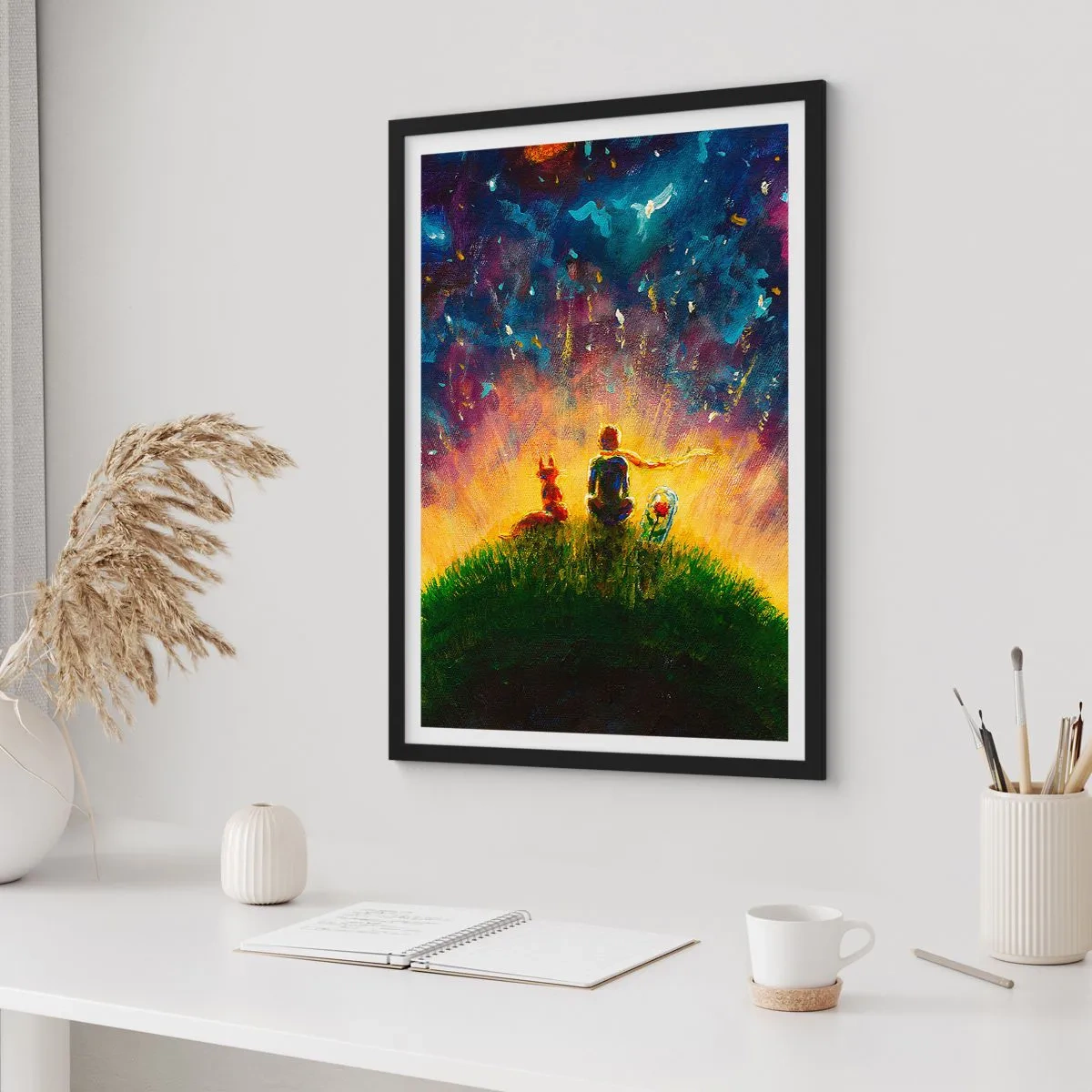 Pôster com moldura preta - Amor e amizade - o mundo inteiro - 40x50 cm