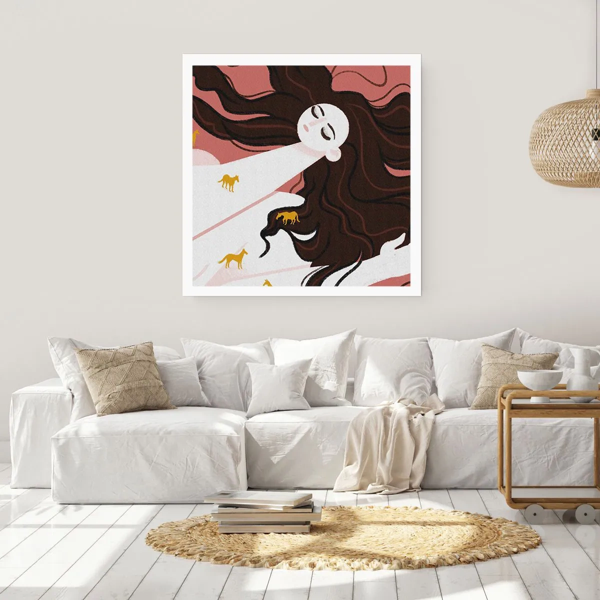 Pôster - Sonho com um cavalo dourado - 40x40 cm