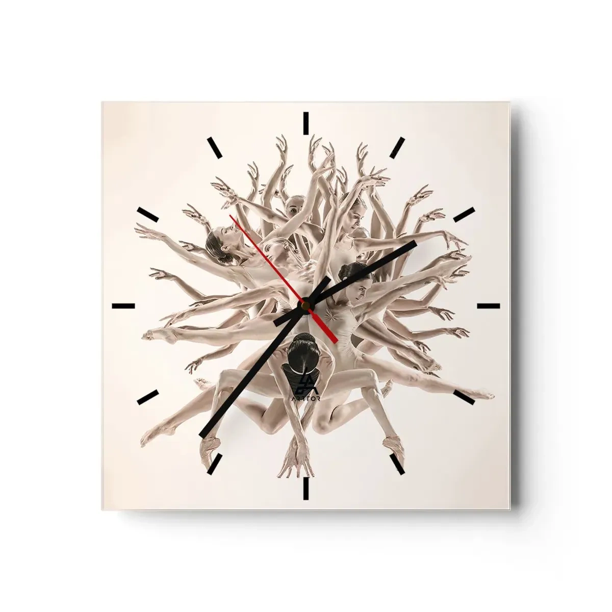 Relógio de parede - Relógio em vidro - Florescendo na dança - 30x30 cm