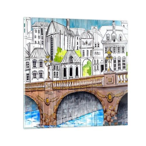 Quadro em vidro - Cidade pintada - 50x50 cm