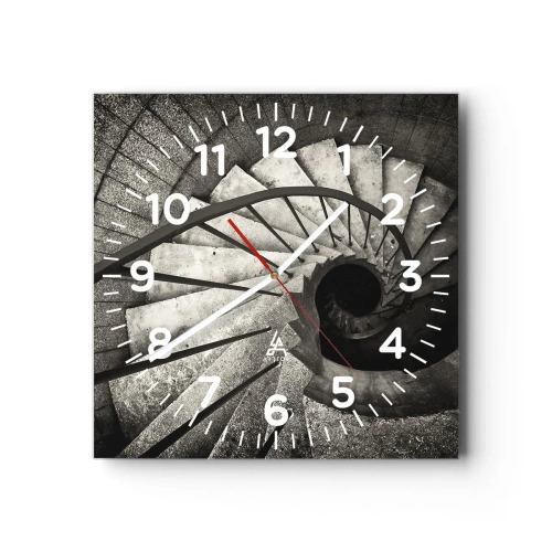 Relógio de parede - Relógio em vidro - Suba as escadas, desça as escadas - 30x30 cm