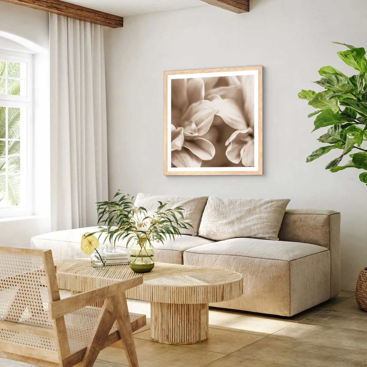 Pôster com moldura de carvalho claro - Gentil como um sorriso - 30x30 cm