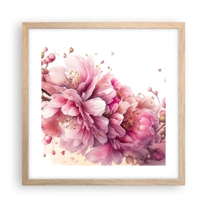 Pôster com moldura de carvalho claro - Flor de cerejeira - 40x40 cm