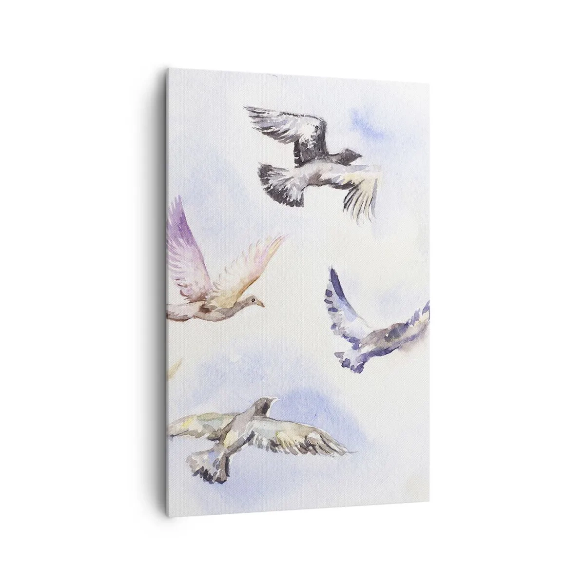 Quadro em tela - Liberdade em cinza e azul - 80x120 cm