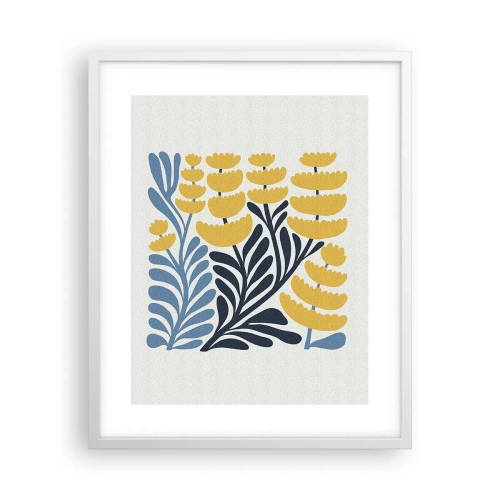 Pôster em moldura branca - Canteiro de flores ensolarado - 40x50 cm