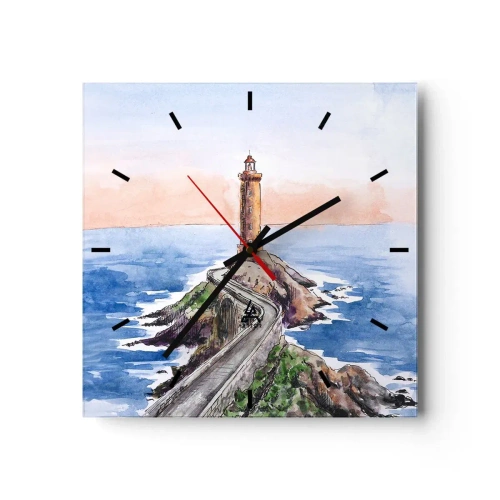 Relógio de parede - Relógio em vidro - De frente para o mar - 30x30 cm