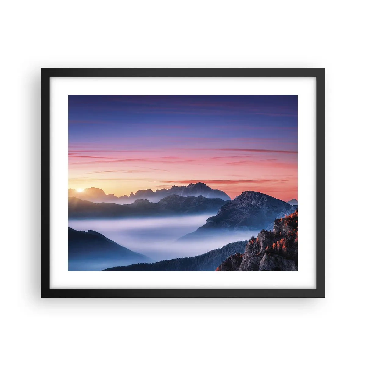 Pôster com moldura preta - Acima dos vales - 50x40 cm