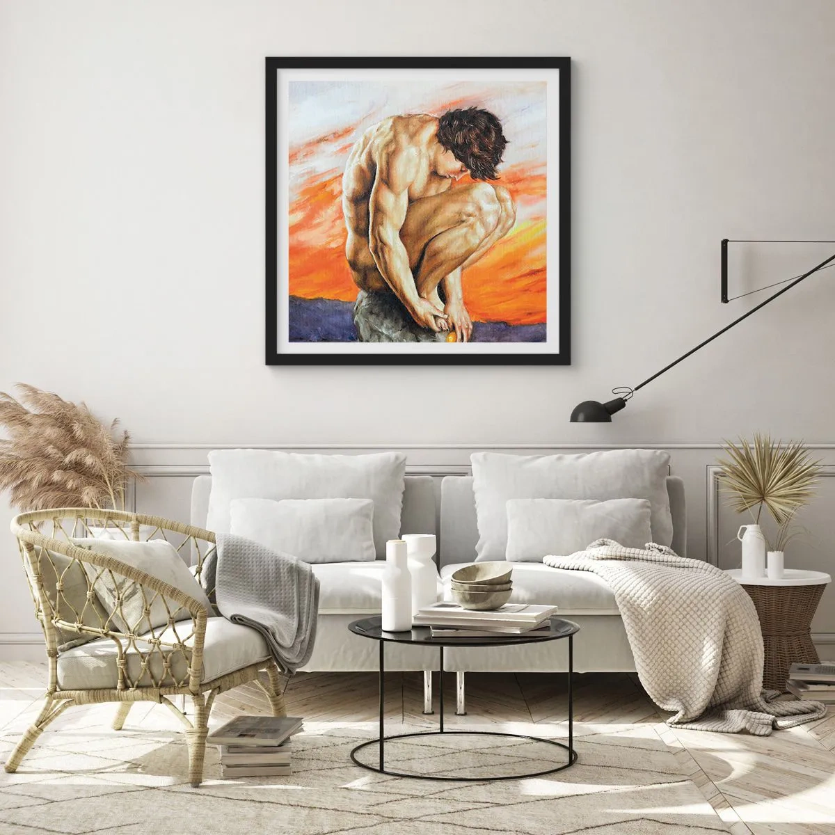 Pôster com moldura preta - Imerso em si mesmo - 40x40 cm